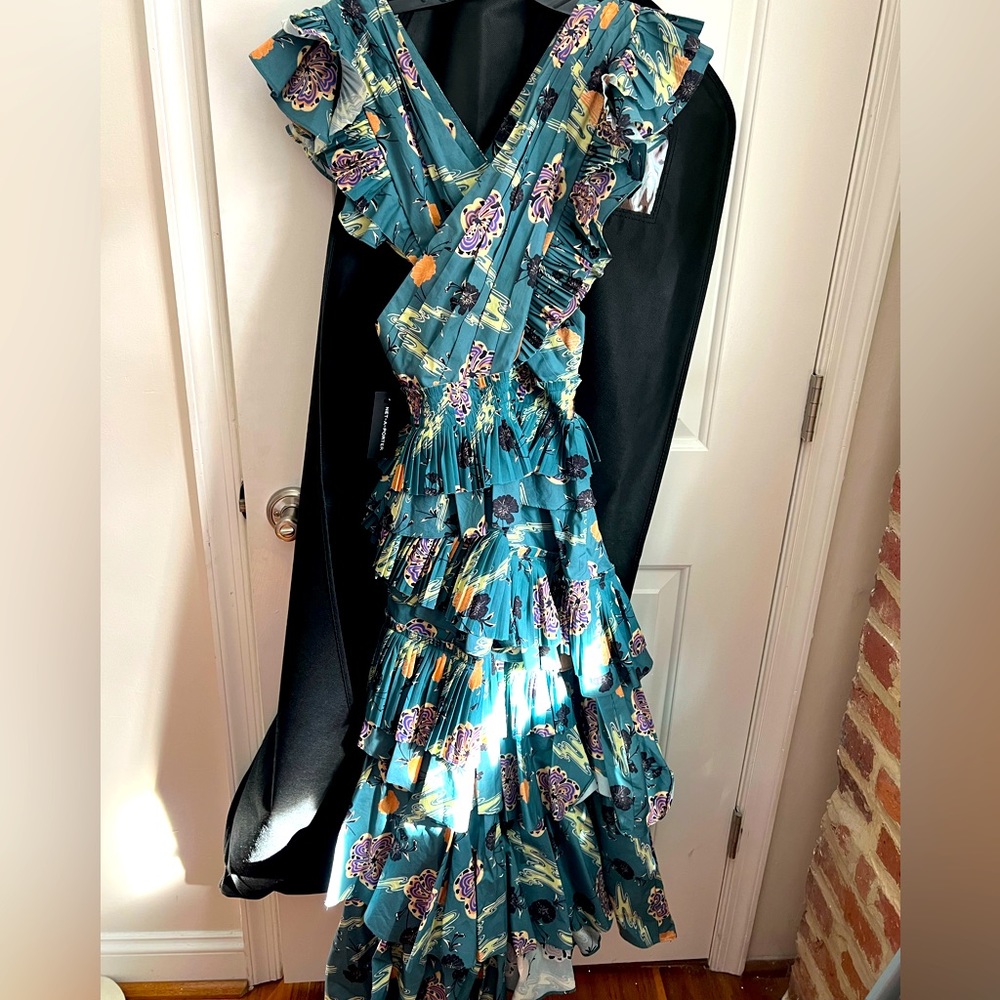 NWT Ulla Johnson Aurore Tiered Ruffle Crisscross Dress Sz 6 - River Blossom - Picture 2 of 4